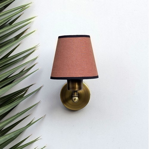 Mini Glow Vintage Gold Duvar Apliği Keten Kiremit Başlıklı Siyah Biyeli